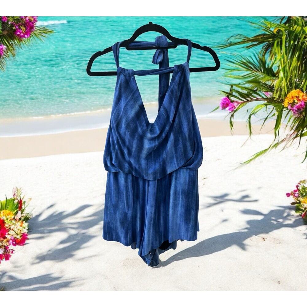 Magicsuit SIZE 12 Flowy One Piece‎ Romper Swimsuit Blue Watercolor Halter Tie